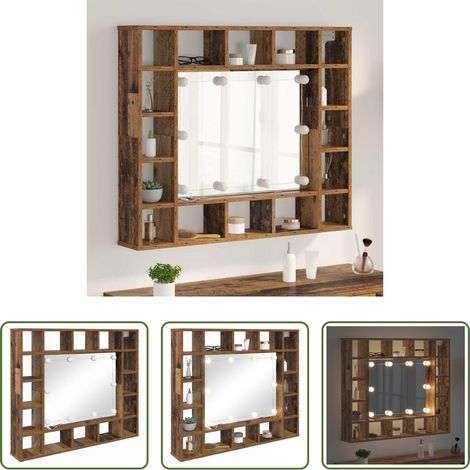 vidaXL Éclairage intégré - Armoire Miroir Bois ancien 91 x 15 x 76,5 cm Bois d'ingénierie (1/5)