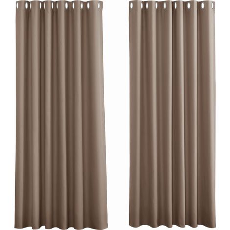 Rideaux Occultants Thermiques ,Taupe Rideau Salon à Oeillets Draperies Isolant Anti Froid Lneux Bloquer pour Mieux Sommeil, 2x L 107 X H 213 cm,Taupe (1/5)
