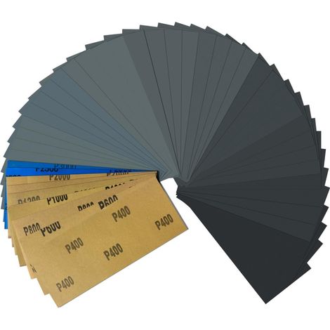 Schleifpapier Set Nass & Trocken 400-3000 Körnung 45 Blatt 23x9cm für Auto, Holz, Metall
