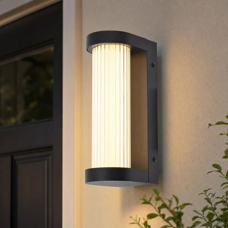 Lampada da esterno, applique, lampada da giardino, LED, bianco caldo, nero, acciaio inossidabile, IP44 (1/5)