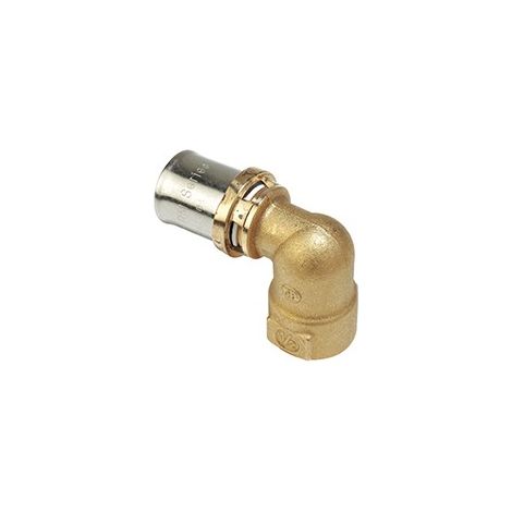 PRESSARE: RACCORDO CURVO LUNGO 90° FILETTATO FEMMINA - 1/2" x (16x2)