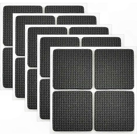 Patins adhésifs antidérapants noirs, lot de 20 protections pour meubles sur carrelage, tables et parquet, 4,2 x 4,2 cm, mélange feutre et caoutchouc (1/5)