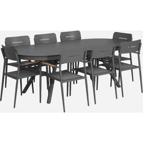 Set tavolo da giardino ovale estensibile in alluminio con 8 sedie