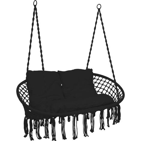 Silla colgante Stork's Nest Lagos con cojines, color negro. (1/5)