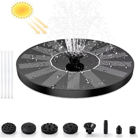 Solarbetriebener Gartenbrunnen mit Pumpe und 6 Düsen, Vogeltränke, Teich, Terrasse, Gartendekoration (1/5)