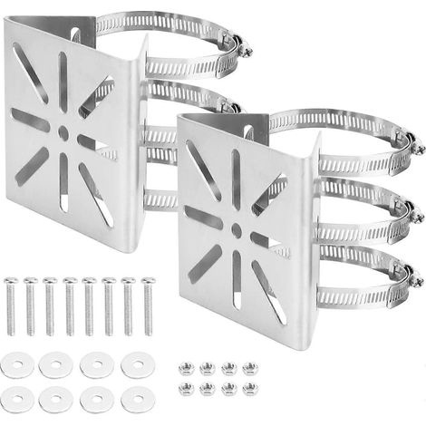 WENLISELL Lot de 2 supports verticaux pour caméra de sécurité, support universel pour tige verticale avec 3 colliers de serrage, support d'angle de montage en acier inoxydable. (1/5)