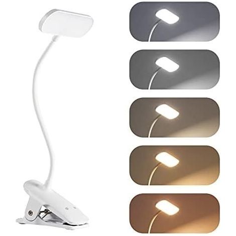 Lampe de Bureau LED sans Fil Rechargeable, Lampe à Clip avec 36 LED, Lampe de Lecture 5 températures de couleur et 5 luminosités, Réglable 360°Flexible, pour Lit, Chevet, Lecture, Étude, Lire (1/5)