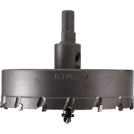 Scie cloche 100mm carbure, trépan prolongé pour métal, fer, bois, coupe précise, mandrin universel, outil professionnel durable. (1/5)