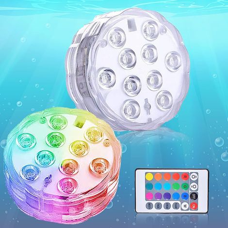 QAZQA Lampe LED Submersibl avec Télécommande 8,5 cm LED avec IP68 Étanche, 16 RGB Couleurs, Bague D'étanchéité Externe Lampe Piscine LED Lumière LED Submersible pour Baignoire, Piscine, Aquarium 2 Piè (1/5)