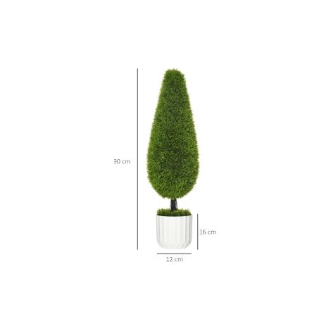 Lot de 2 cyprès artificiels verts de 90 cm en pot avec mousse décorative et feuillage réaliste pour intérieur et extérieur (1/5)