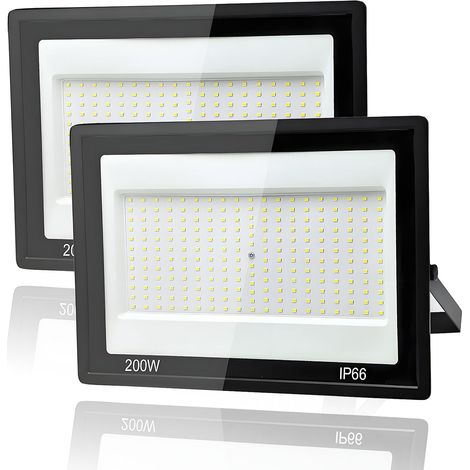 2 Pièces Projecteur LED Extérieur 300W, 1M Câble Blanc Froid 6500K Projecteur LED, Spot led Extérieur IP66 Étanche, pour Jardins, Terrasses, Cours, Balcons, Parcs, Garages, Usines, Carré (1/5)