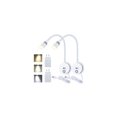 Liseuse Murale Flexible avec USB, avec caractéristiques : Lampe, 2PACK, Applique, 3W
