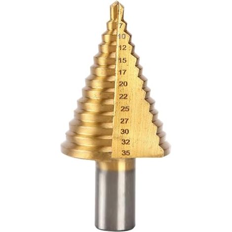 Step Drill Bit Ø 5-35 mm, 13 Stepped Metal Tapered Drill Bit, Stainless Steel Bit Holder, Metal Cutter, for Screwdrivers on Metal Steel, Wood, Brass, Aluminum, Plastic (1/2)