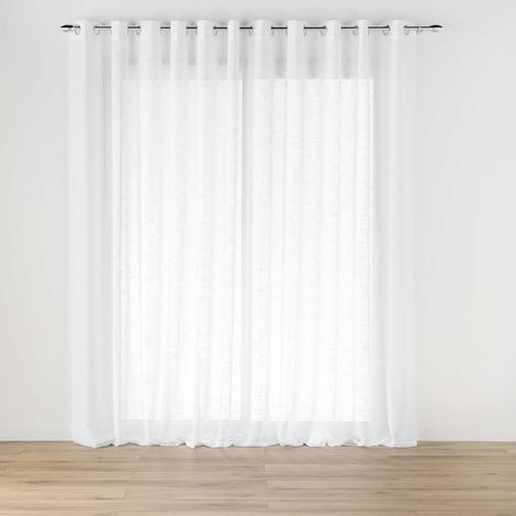 Voilage à Oeillets Voile Tissé CARLIN - Blanc - 400x240 cm (1/3)