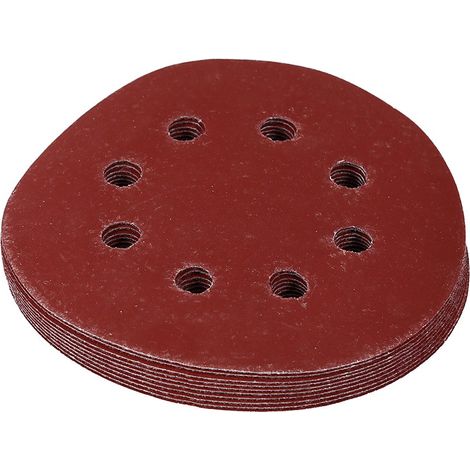 Set di 10 dischi abrasivi da 125 mm – grana 800 – rossi – 8 fori – carta vetrata – tampone per lucidatura (1/3)