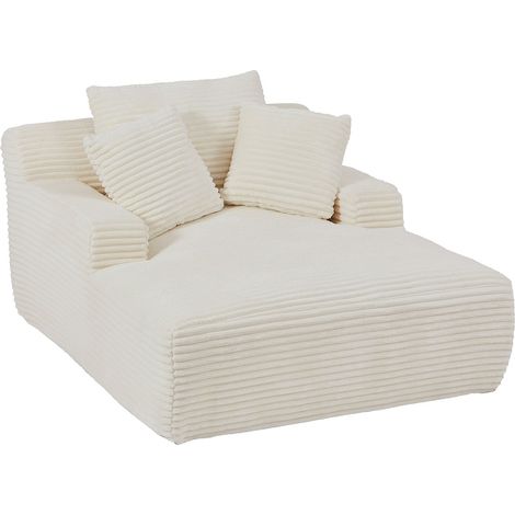 Chaise longue in velluto a coste larghe beige - DONILIA