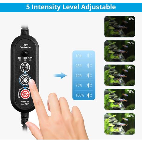 Ortviai Lampe LED RGB pour aquarium avec télécommande – 29 cm, éclairage tropical et coraux, réglage couleur & luminosité