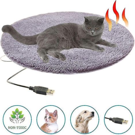 Tapis chauffant pour animaux, 40 cm, étanche, électrique, pour chiens et chats, doux, confortable et lavable, gris (1/4)