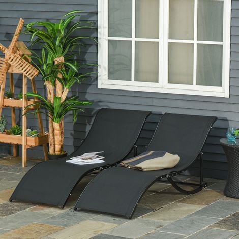 Ensemble 2 transats jardin pliants chaise longue aluminium textile 61x165x63 cm