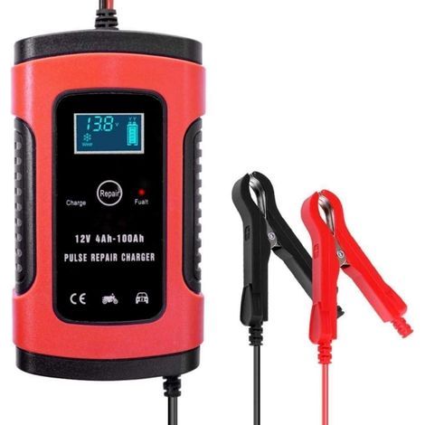 Chargeur De Batterie - 12 V 5 A Jusqu À 100 Ah - Pour Voiture Moto Scooter - Affichage LCD - Protection Multiple - Orange (1/5)