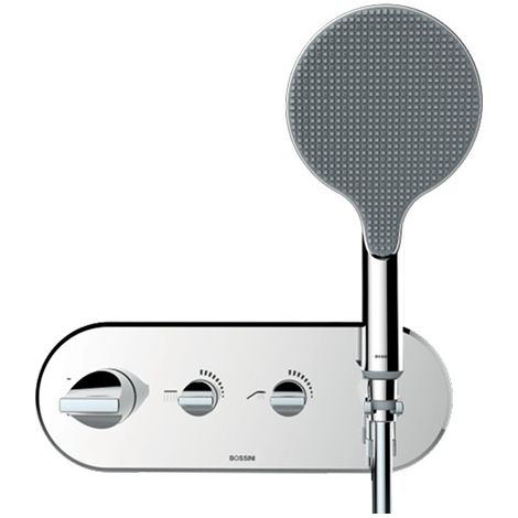 Partie externe mitigeur thermostatique mural bain douche chromé Apice - Bossini Z00521030 (1/2)