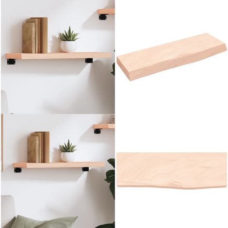 Wandregal 60x20x4 cm Massivholz Eiche Unbehandelt - Wandregal - Eichendielen - Holzmöbel - Rustikal - Deko Regal - Home & Living (1/5)