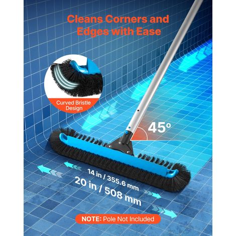 Tête de brosse de piscine, 500 mm, brosse à récurer incurvée avec poils en nylon et connecteur de poteau en aluminium, pour nettoya… (1/5)