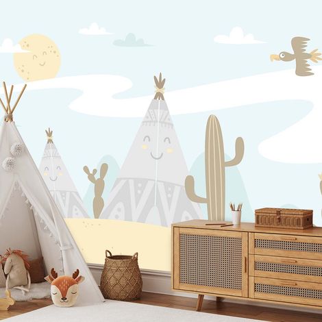 Papier peint enfant tipis et cactus papier peint (1/5)