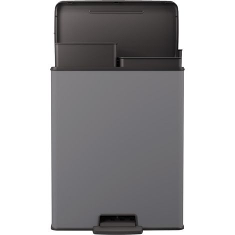 Poubelle Duo Rectangle - DECO BIN - CURVER - 52L (26+26L) - 49 x 32 x 61 cm - Anthracite
