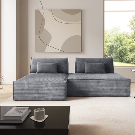 Canapé d'angle réversible modulable et convertible Georgia Gris clair (1/5)
