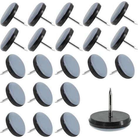 30Pcs Patins pour Chaises 22mm en Téflon Patins pour Meubles Ronde Patin Chaise a Clouer Protéger Les carrelages,Les sols en Bois (1/4)