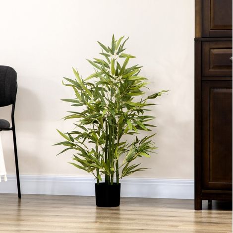 Bambù artificiale 90 cm verde con vaso incluso, 504 foglie realistiche (1/5)