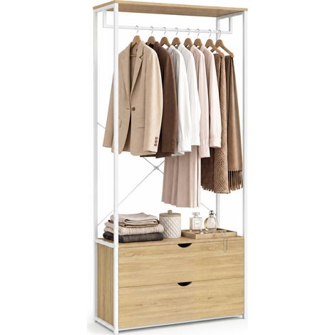 Armadio a 2 cassetti L. 80 cm DETROIT design industriale legno e metallo bianco