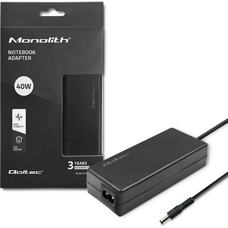 Adattatore di alimentazione per laptop Qoltec 40W  12V  3,33A  5,52,1  + cavo di alimentazione (1/5)
