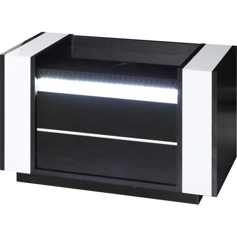 Mesita de noche dos cajones LINA negro y blanco – 71 x 42 x 45 cm