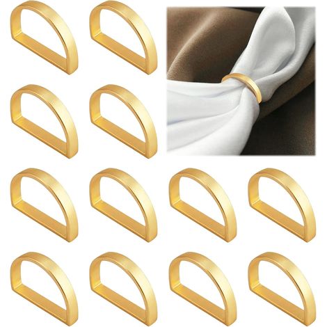 CCYKXA 12 goldene Serviettenringe für Tischdekorationen bei Hochzeiten, Geburtstagen, Jubiläen und Dinnerpartys (1/5)