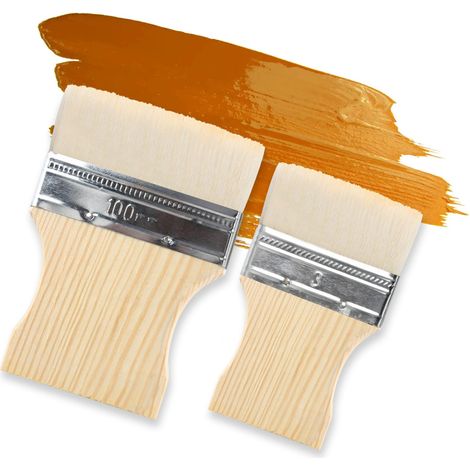 2Pcs Pinceau en Soie pour Vitrifier ou Vernir, Paddle Pinceau de Fond Plat Pinceau en Latex Lasure Peinture Brosse à Laine Brosse de Mur Outil à Peindre pour Rénovation Décoration Entretien Travaux