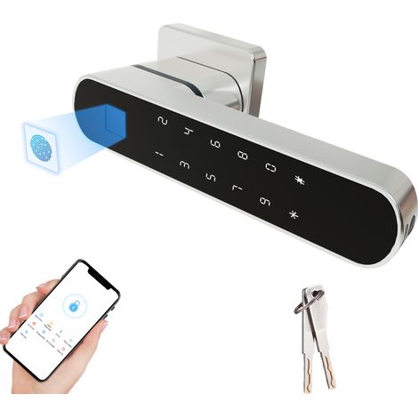 Intelligentes Fingerabdruck-Türschloss, schlüsselloser Zugang, Tuya-App, Zugangscodes, 4-in-1-Griff