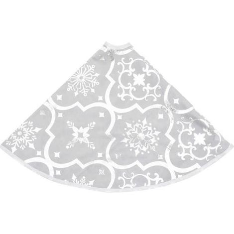 Jupe de sapin de Noël blanche - KAGOLOW - 122 cm - Tissu - Avec chaussette de Noël - Motifs de neige - Facile à plier (1/5)