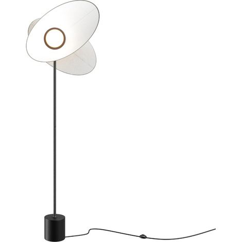 Maytoni Evolution Lampada da terra moderna dimmerabile nera 3000K 350lm paralume bianco (1/5)