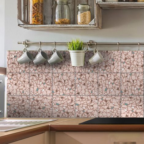 Stickers muraux - Sticker Mural Carrelage adhésif Cuisine Salle de Bain - TERRAZZO ARQUATO - 9stickers10x10cm (1/5)