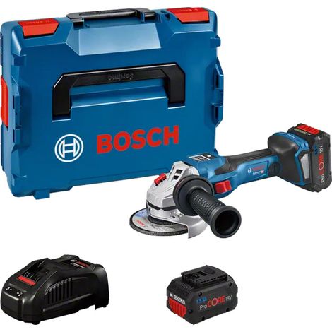 Amoladora Ø125mm BOSCH GWS 18V-15 SC + 2 baterías Procore 18V 5.5 Ah + 1 cargador GAL 18V-160 - L-Boxx