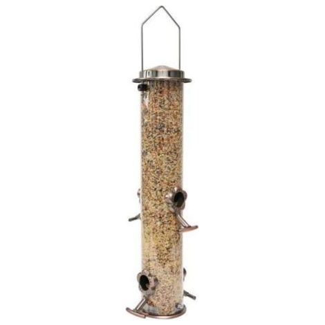 1 mangeoire à oiseaux en métal avec 4 ports d'alimentation, mangeoire à oiseaux en tube avec crochet en acier, mangeoire à oiseaux sauvages en plastique dur pour suspendre à l'extérieu (1/5)