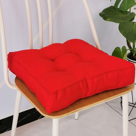 Coussin De Siege Carré 16 Pouces - Rembourrage Épais En Polyester Avec Garnissage Coton - Pour Chaise De Jardin Bureau Salon Ou Extérieur - Rouge - 1 Pièce (1/5)