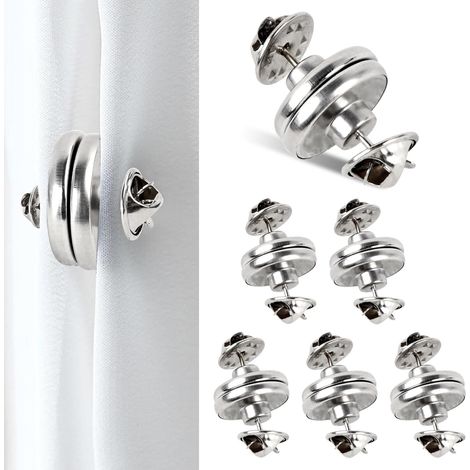 6 Paires Boutons Magnétiques pour Rideaux, Pince à Rideaux Magnétiques Argentés, Accessoires pour Rideaux pour Chambre à Coucher, Salon, Salle à Manger, Salle de Bain, Cuisine, Bureau (1/5)