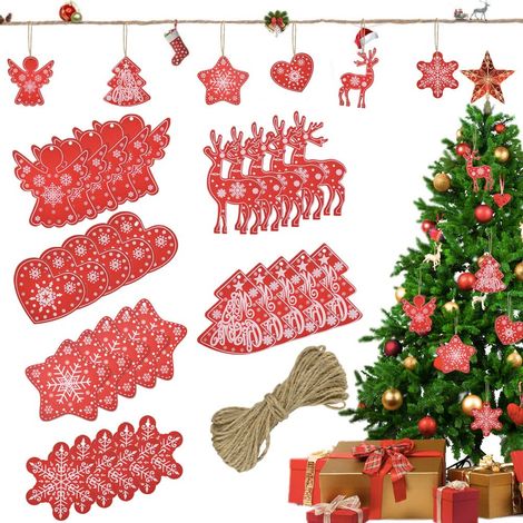 30PCS Christmas Tree Decorations Wooden Christmas Tree Ornaments Set Wooden Christmas Decorations Christmas Tree Decorations Wooden Pendants with 10 Meters of Twine (1/5)