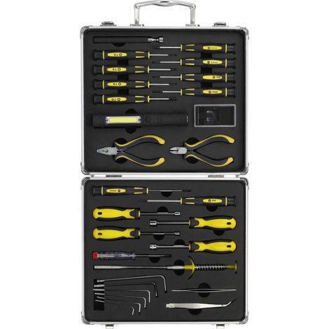 Basetech BT-1954694 Kit utensili Tuttofare, Tecnico, Elettricisti in valigia 30 parti