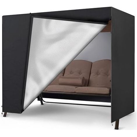 Housse De Protection Pour Balancelle 3 Places, 210d Oxford Housse De Balancelle, Anti-Uv, RéSistante à L'Hiver, Charge Lourde, Pour Meubles De Jardin (220x140x170 CM Noir) (1/5)