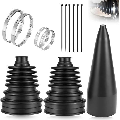 Juego de 3 fuelles universales para semiejes - Kit de reparación con abrazaderas - Cono de montaje - Fabricados en silicona flexible - Para ejes de 19 a 24 mm (1/5)
