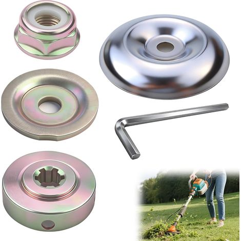 5 Pièces Kit Écrou Tête Débroussailleuse pour Débroussailleuse Accessoires Débroussailleuse avec Écrou Lame M10LH, Plaque, Capot, Clé L, Pièces Détachées, Tondeuse à Gazon et Jardin (1/5)